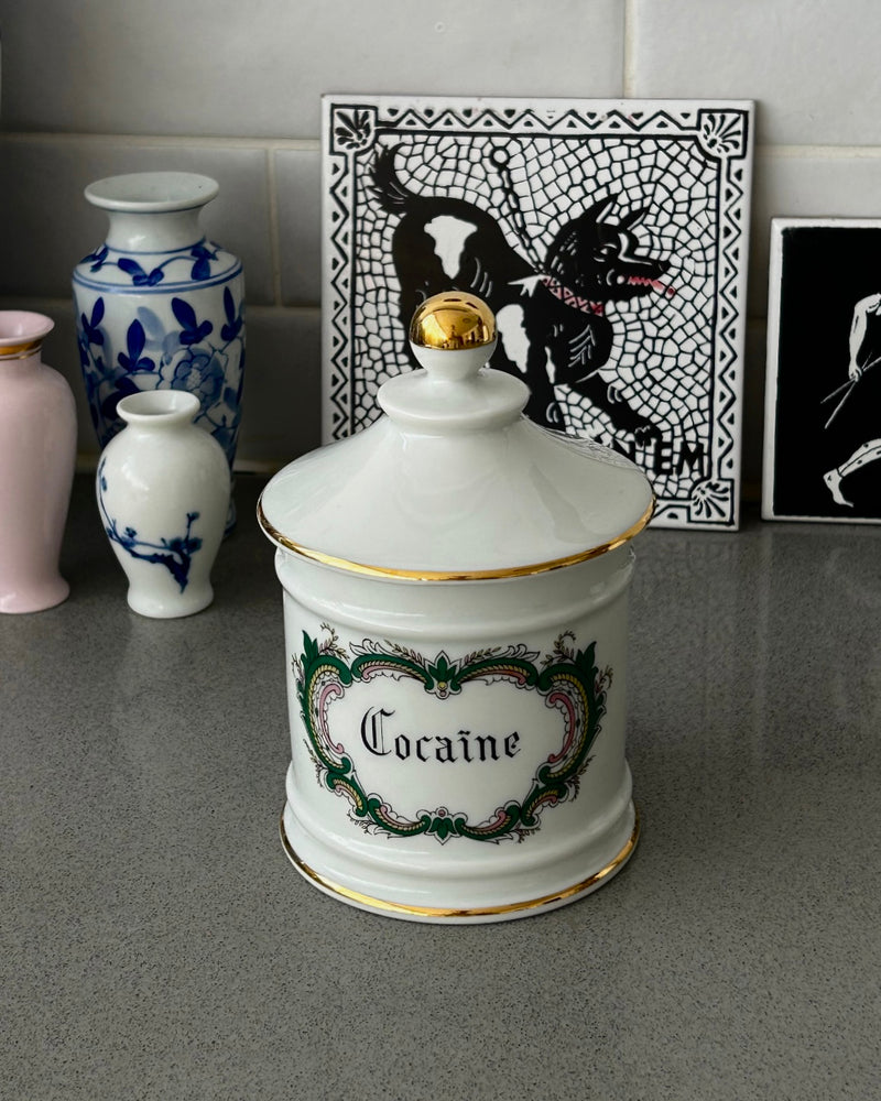 Very Rare Limoges Apothecary Jar Cocaïne