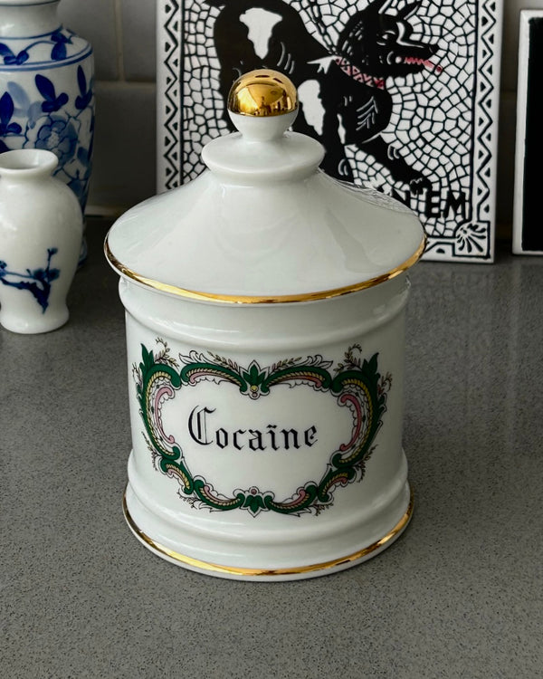Very Rare Limoges Apothecary Jar Cocaïne