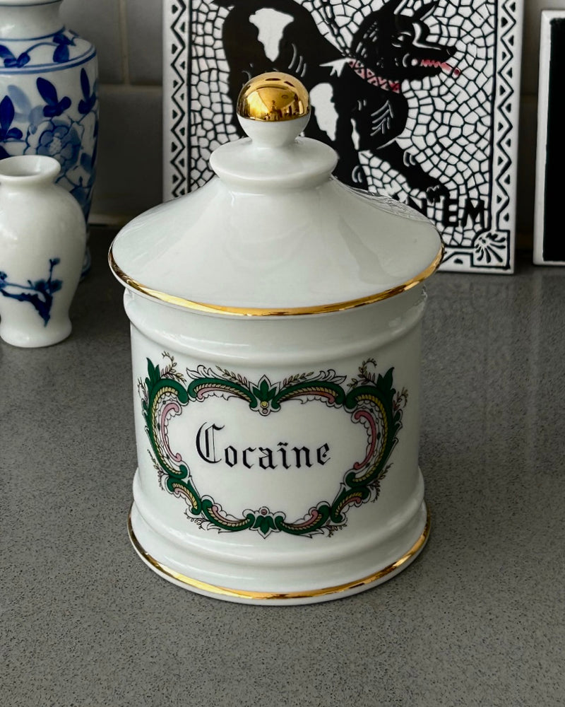 Very Rare Limoges Apothecary Jar Cocaïne