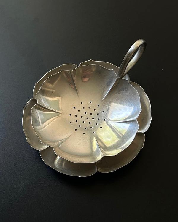 Antique Wellner Silver Plated Flower Tea Strainer