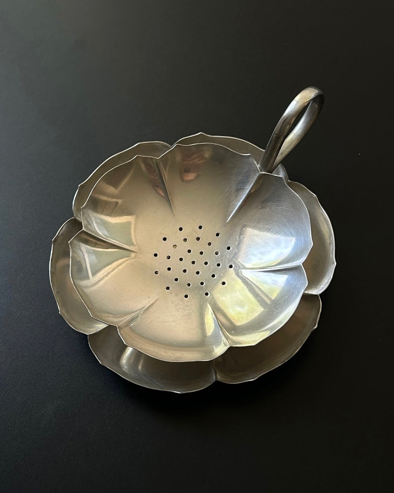 Antique Wellner Silver Plated Flower Tea Strainer