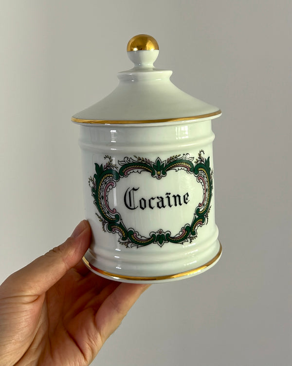 Very Rare Limoges Apothecary Jar Cocaïne