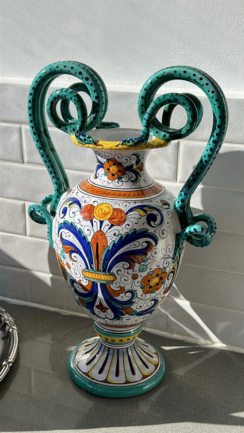 Deruta Ceramic Big Hand Painted Amphora