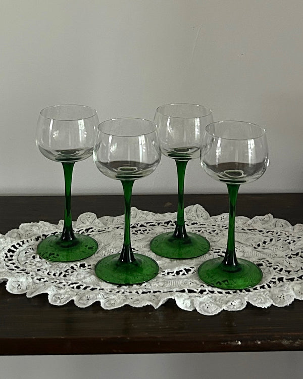 Set Of 4 Green Stem Glasses