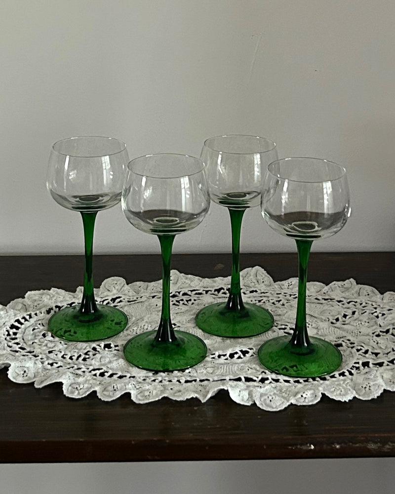 Set Of 4 Green Stem Glasses
