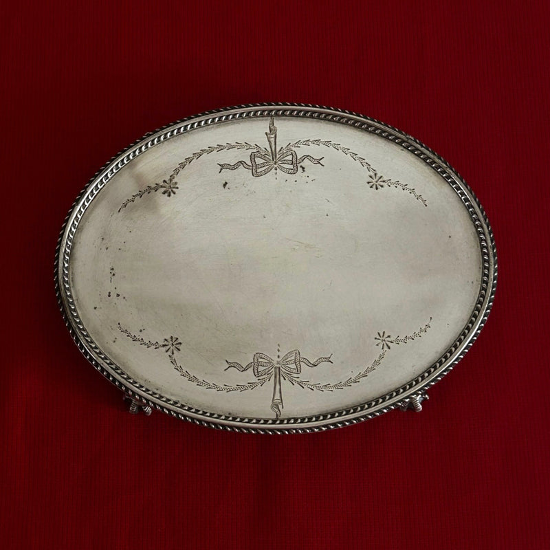 Antique Silver Plated Footed Tray