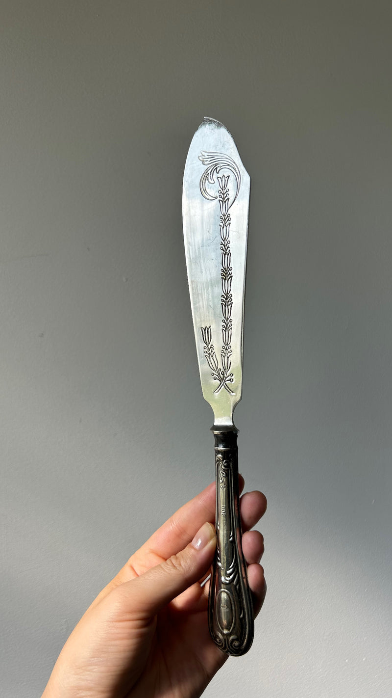 Antique Fish Serving Knife with Silver Handle