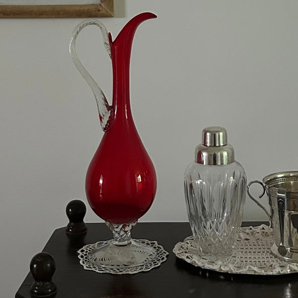 Italian Red Glass Pitcher