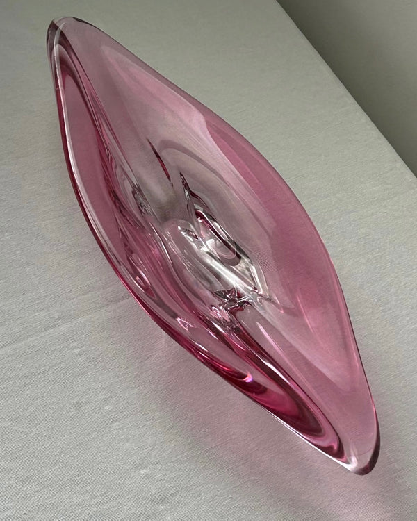 Val Saint Lambert Pink Glass Centerpiece