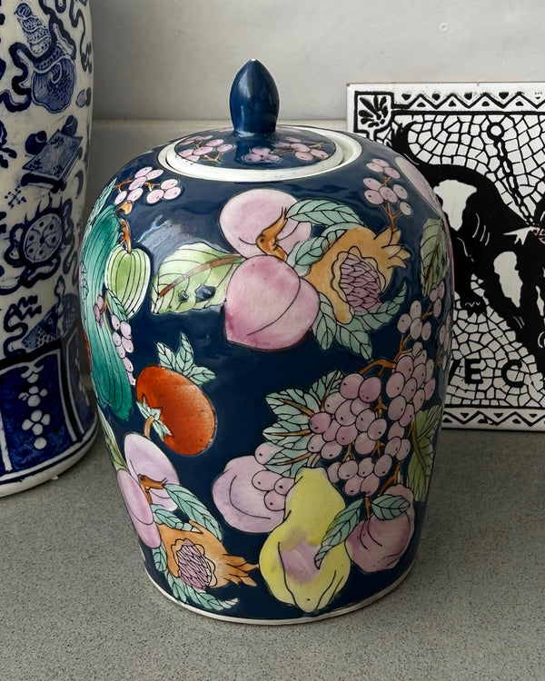 Colorful Hand Painted Ceramic Ginger Jar