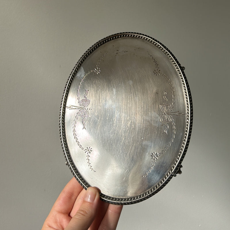 Antique Silver Plated Footed Tray