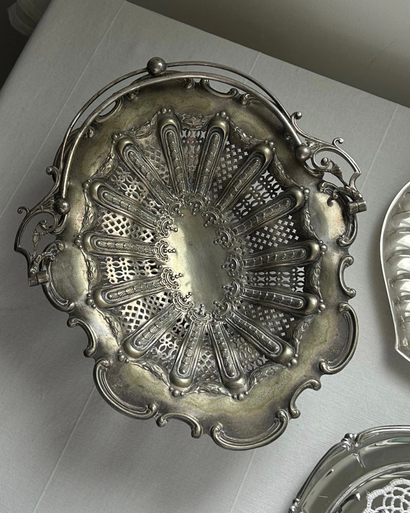 Antique Silver Plated Centerpiece Basket