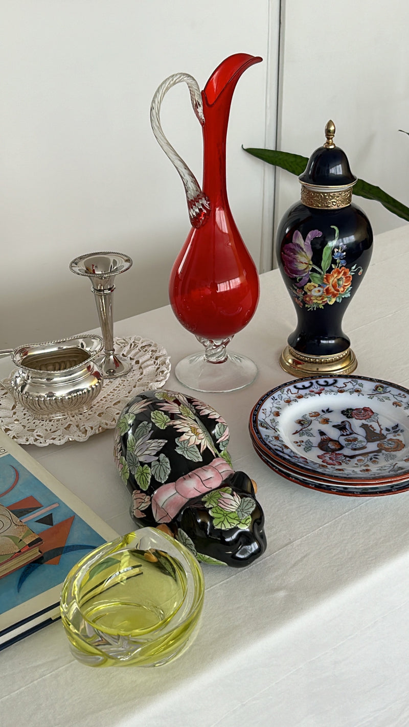 Italian Red Glass Pitcher