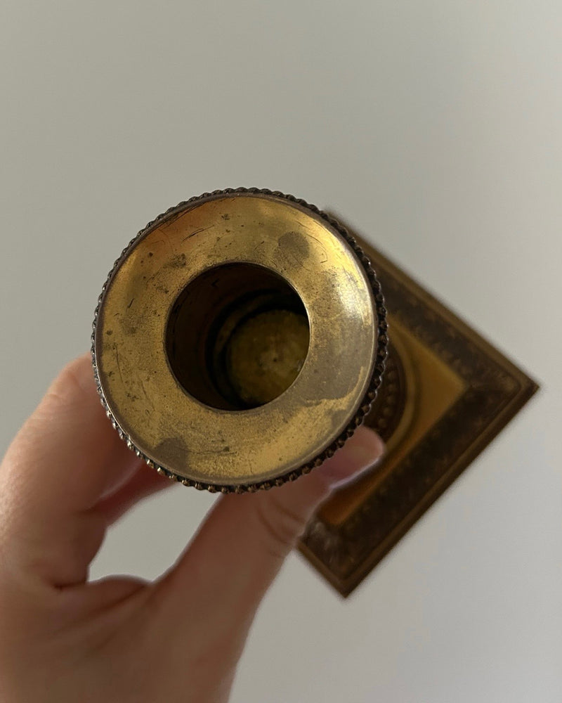Antique French Brass Column Candlestick