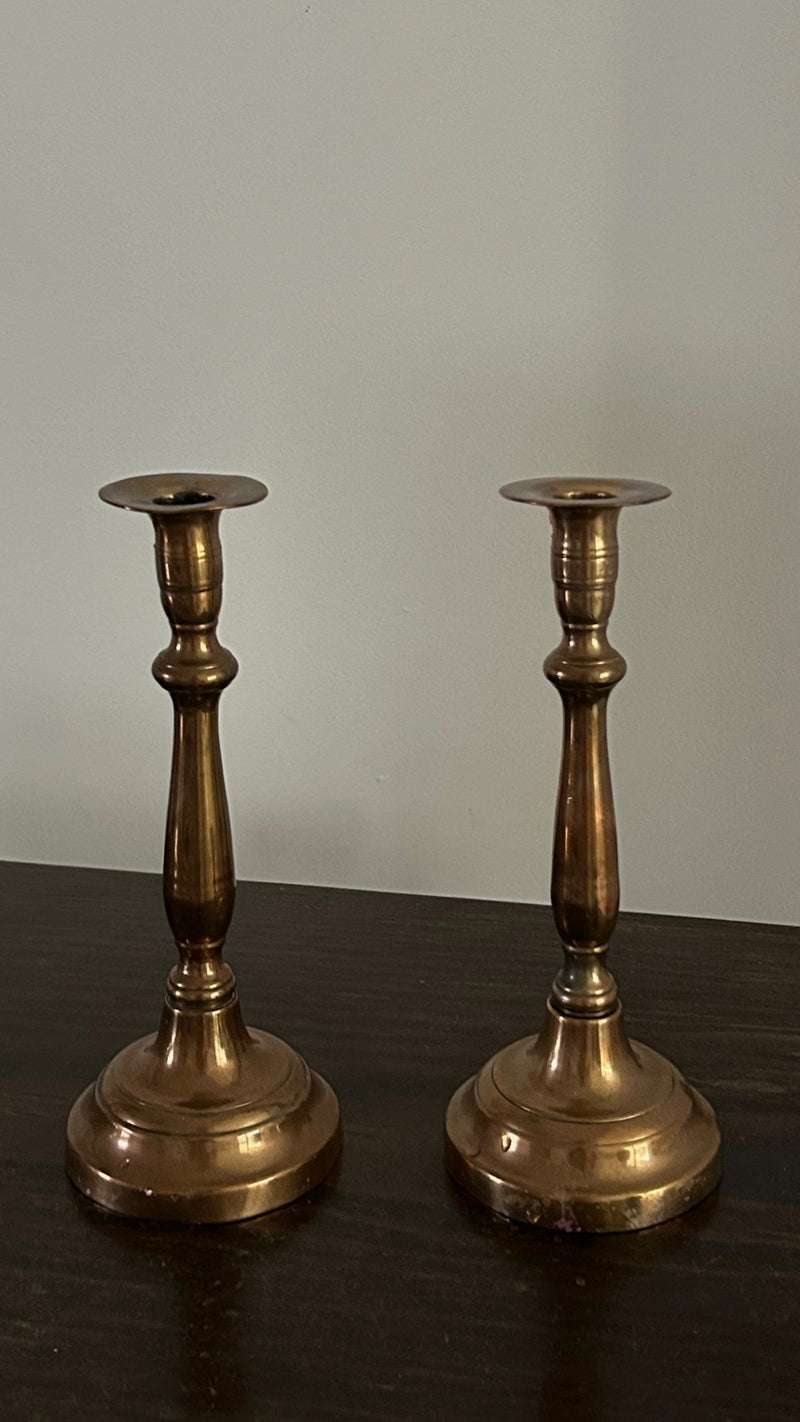 Pair of Copper Candleholders