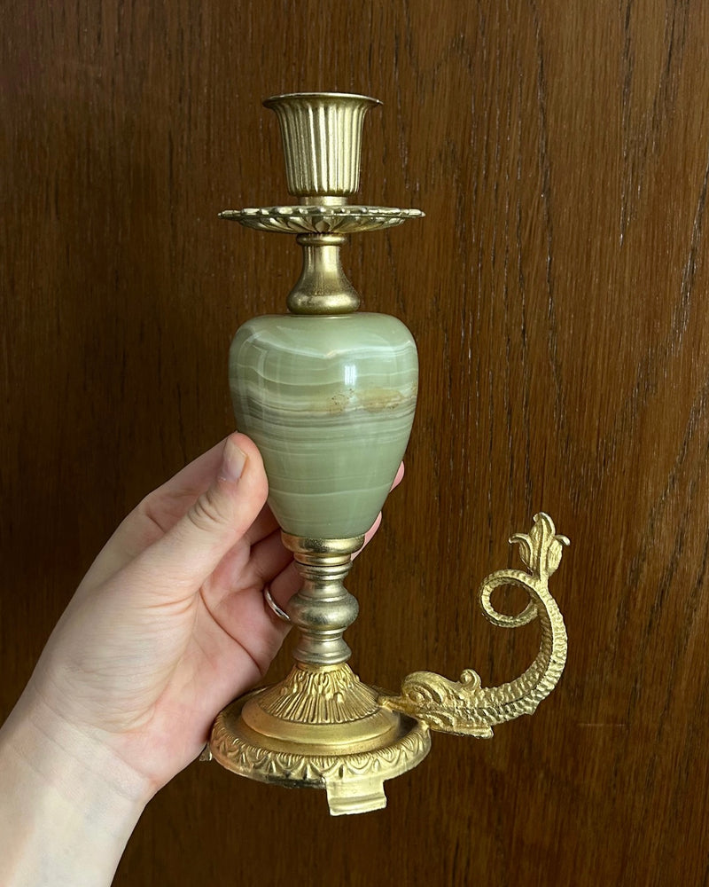 Large Onyx & Brass Candleholder