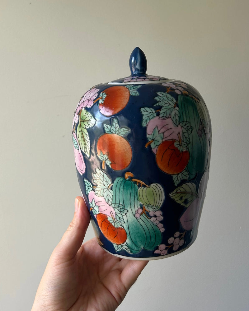 Colorful Hand Painted Ceramic Ginger Jar