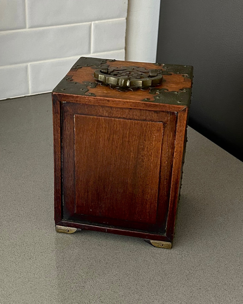 Antique Chinese Jewelry Box with Brass Hardware
