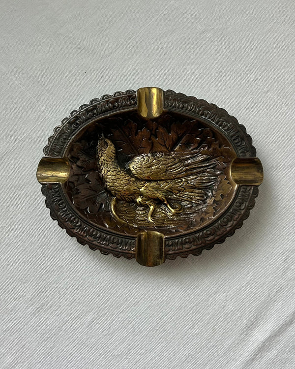 French Phoenix Ornate Brass Ashtray