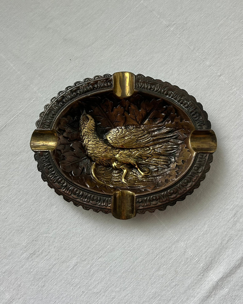 French Phoenix Ornate Brass Ashtray