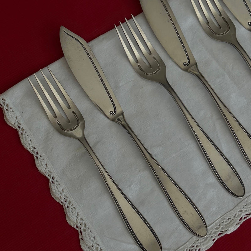 Antique Clarfeld  Silver Plated Fish Cutlery