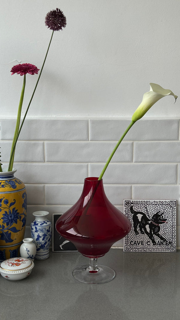 Mid-Century  Red Glass Vase