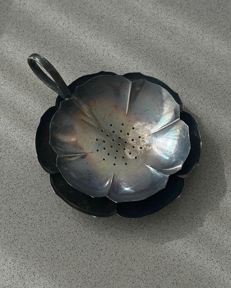 Antique Wellner Silver Plated Flower Tea Strainer