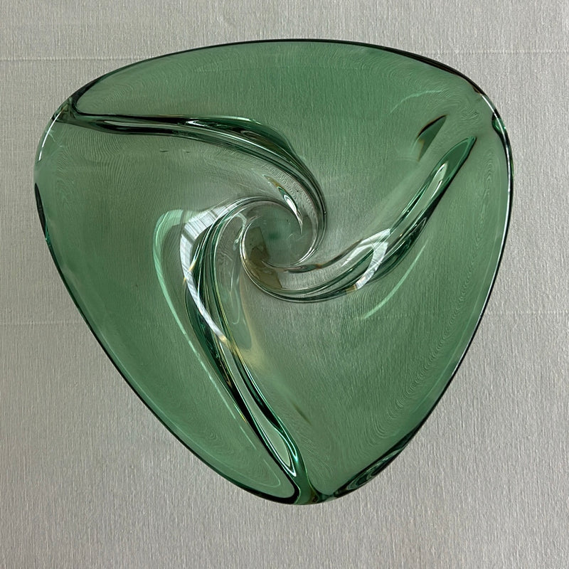 Val Saint Lambert Green Crystal Tray