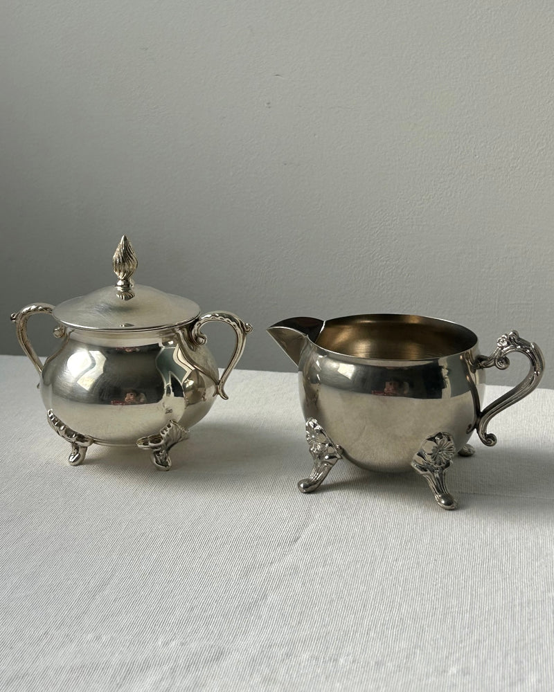 Silver Plated Sugar Bowl and Creamer Set