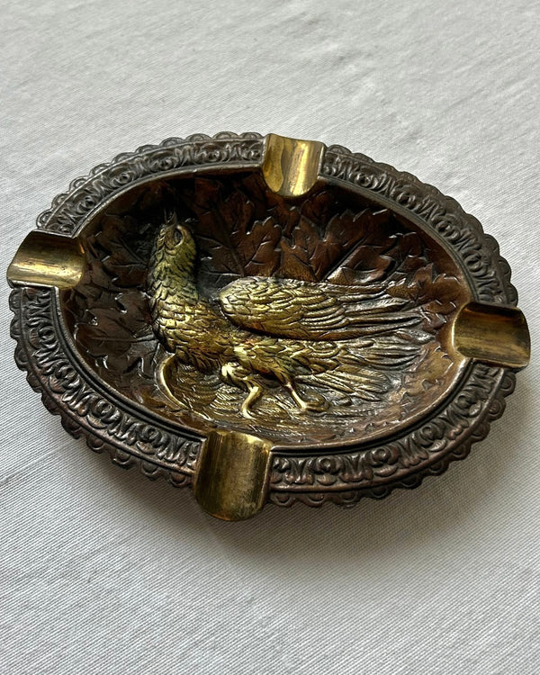 French Phoenix Ornate Brass Ashtray
