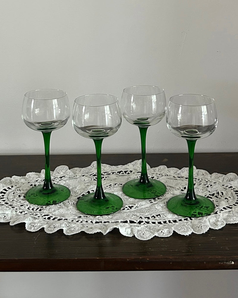Set Of 4 Green Stem Glasses