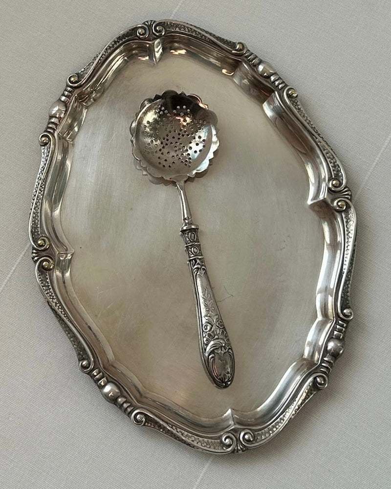 Antique Tea Strainer with Sterling Silver Ornate Handle