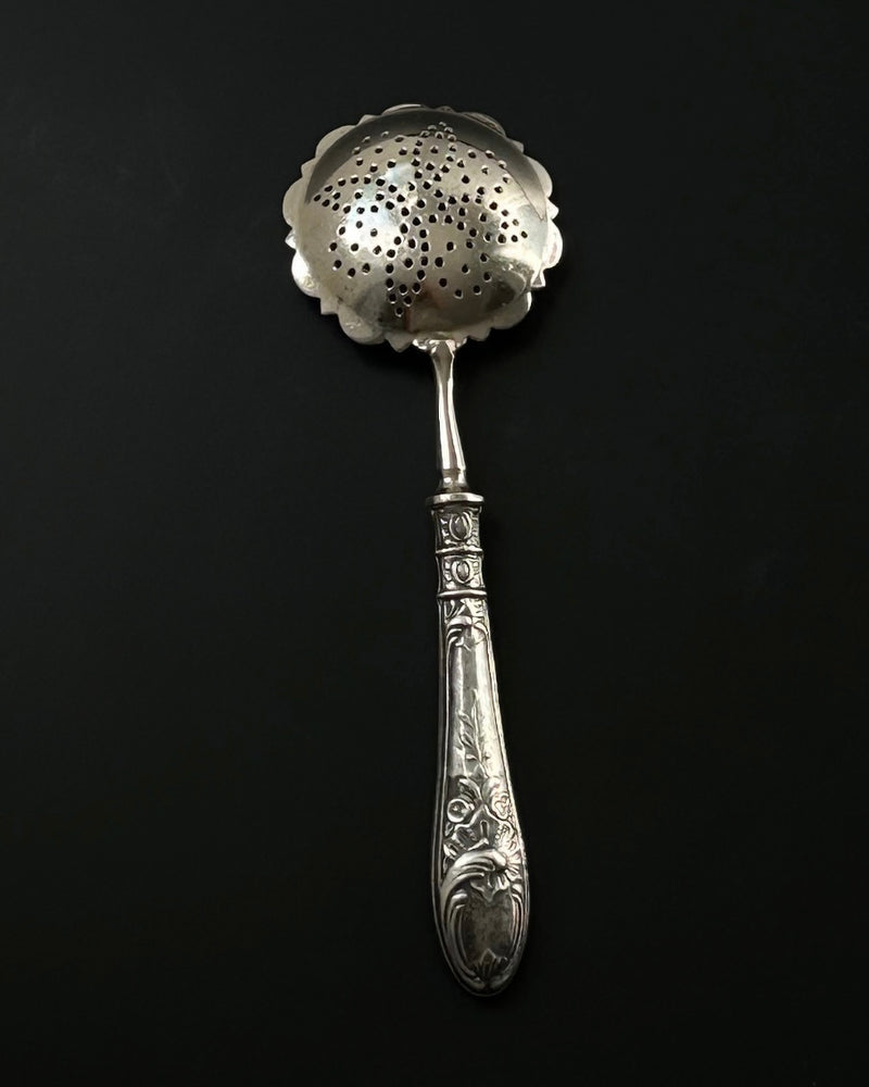 Antique Tea Strainer with Sterling Silver Ornate Handle