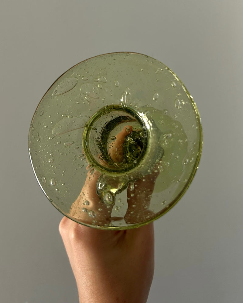 Green Bubble Glass Candle Holder, Biot France