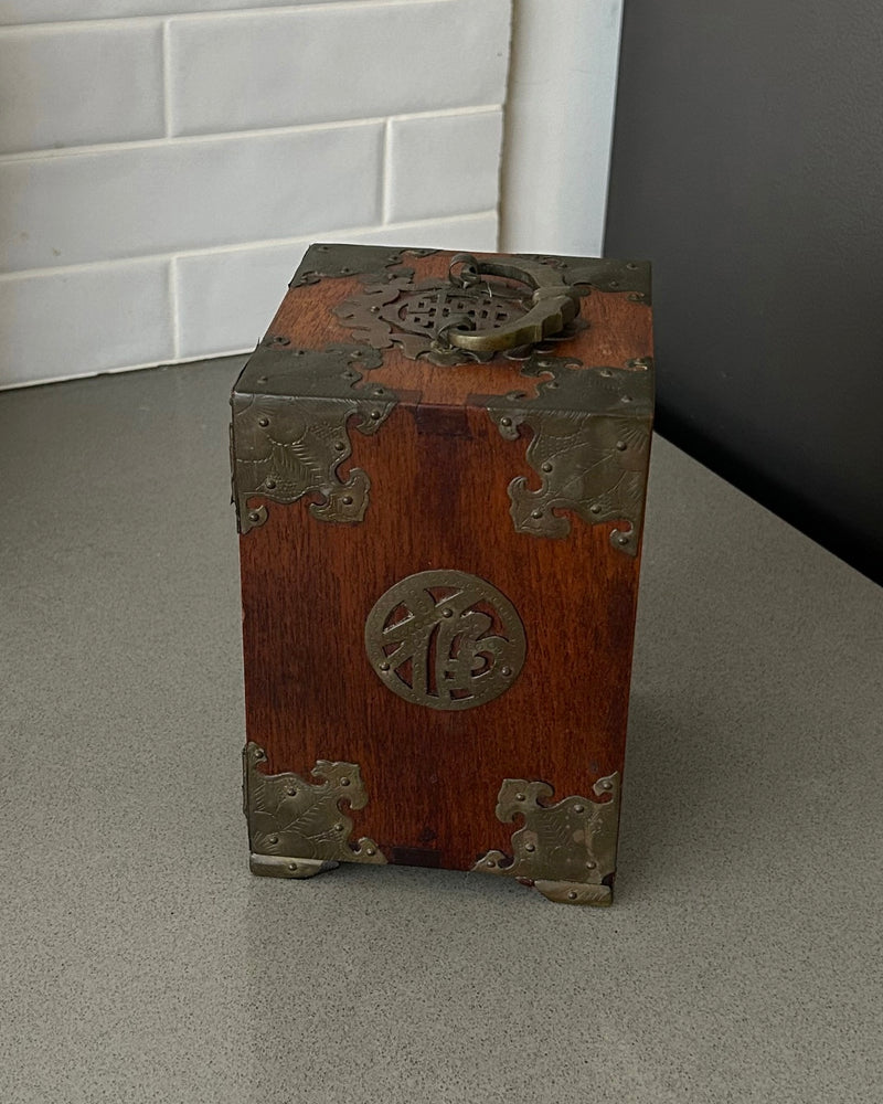 Antique Chinese Jewelry Box with Brass Hardware