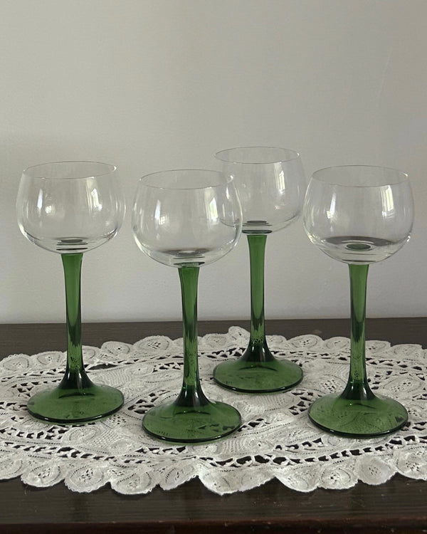 Set Of 4 Green Stem Glasses