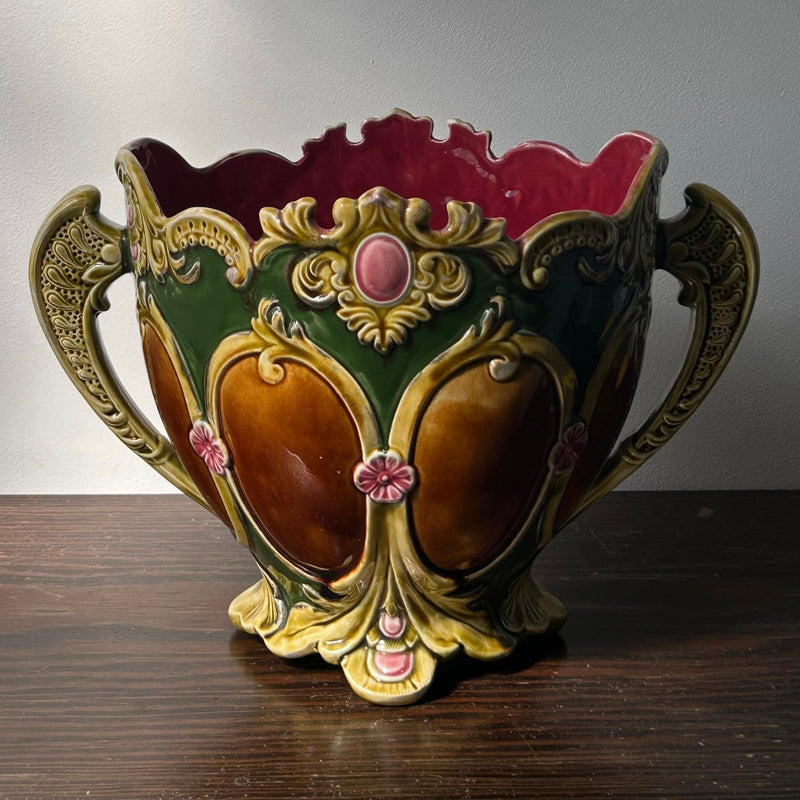 Rare Art Nouveau Onnaing (France) Cachepot, 1900s