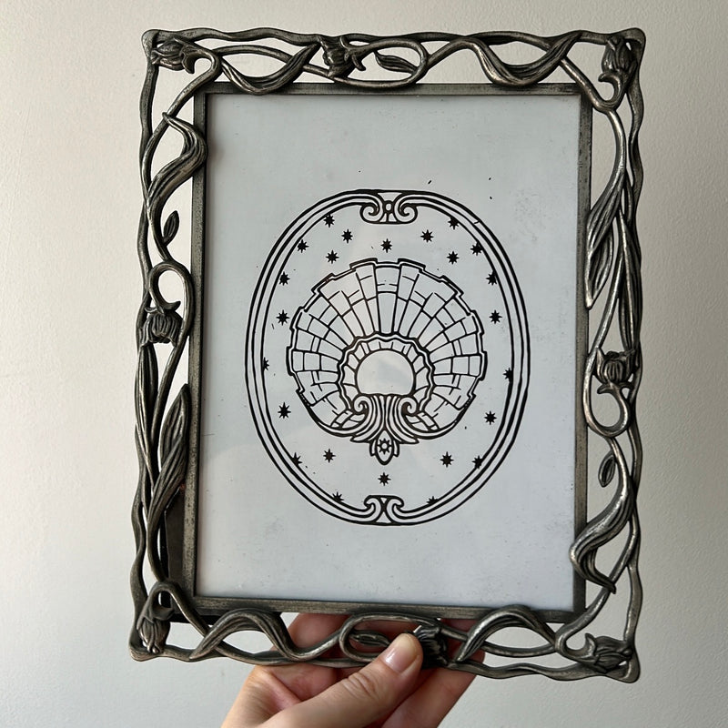 Art Nouveau Pewter Ornate Frame