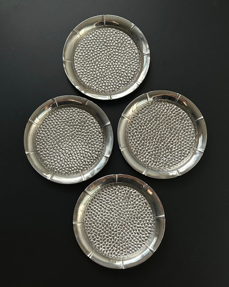 Set Of 4 Silver Plated Coasters (S)