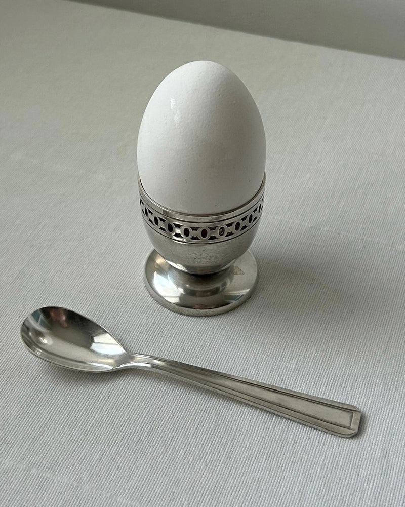 Silver Plated Egg Cup with Matching Spoon