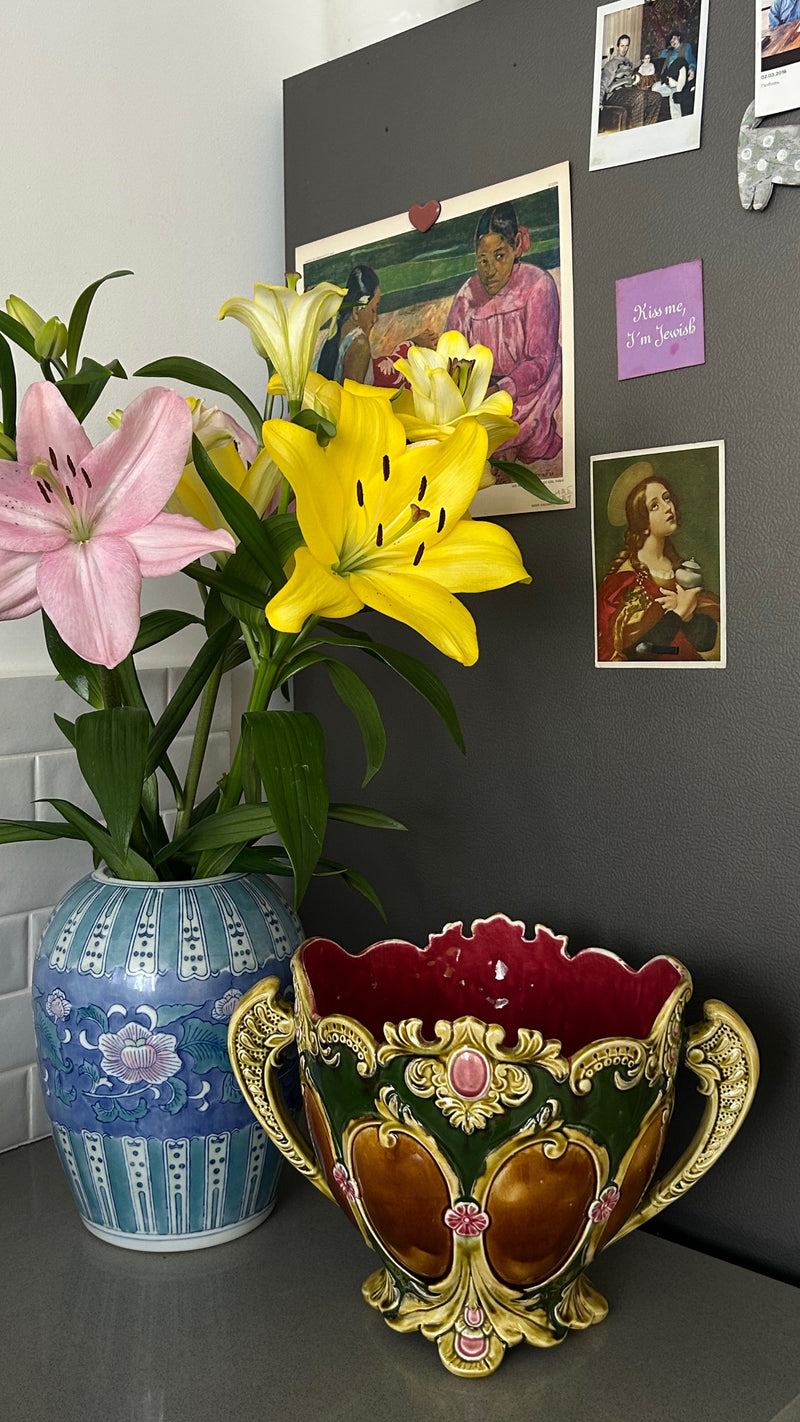 Rare Art Nouveau Onnaing (France) Cachepot, 1900s