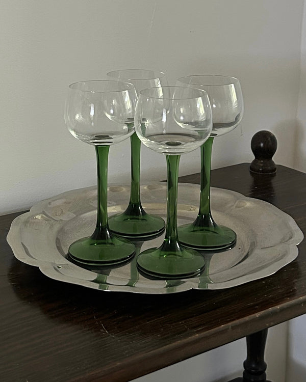 Set Of 4 Green Stem Glasses