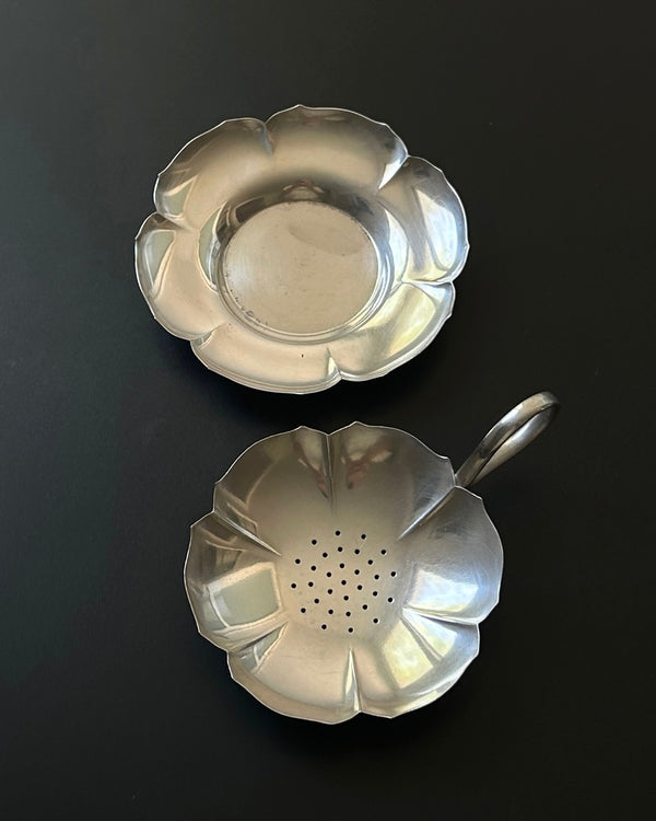 Antique Wellner Silver Plated Flower Tea Strainer