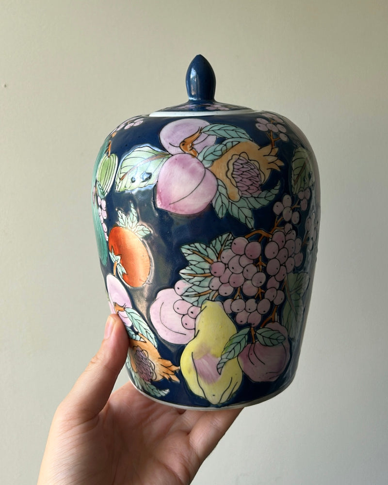 Colorful Hand Painted Ceramic Ginger Jar