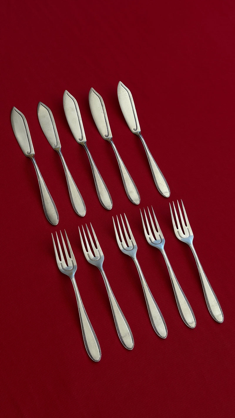 Antique Clarfeld  Silver Plated Fish Cutlery