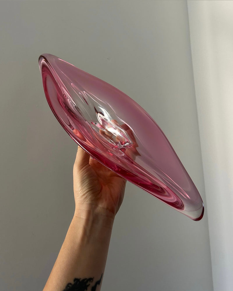 Val Saint Lambert Pink Glass Centerpiece