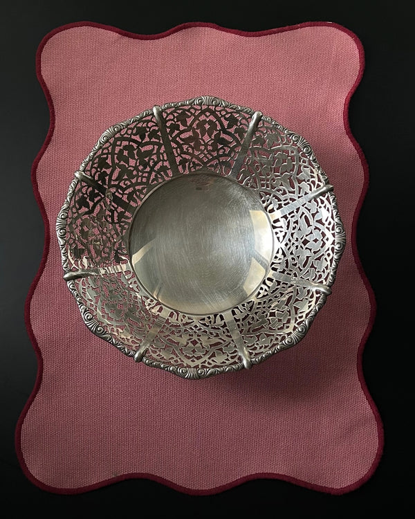 Silver Plated Ornate Bowl on Ball Feet (L)