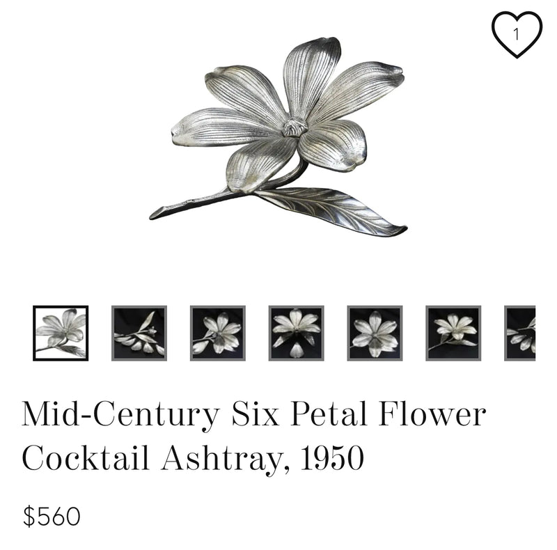 Rare Six Petal Flower Cocktail Ashtray