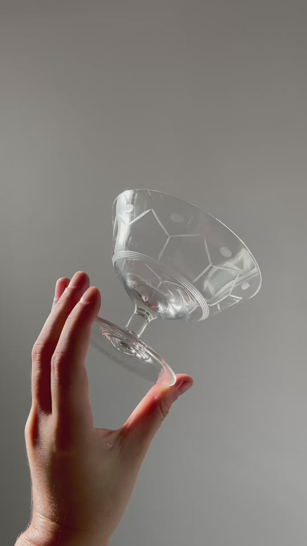 Trio of Etched Crystal Coupes