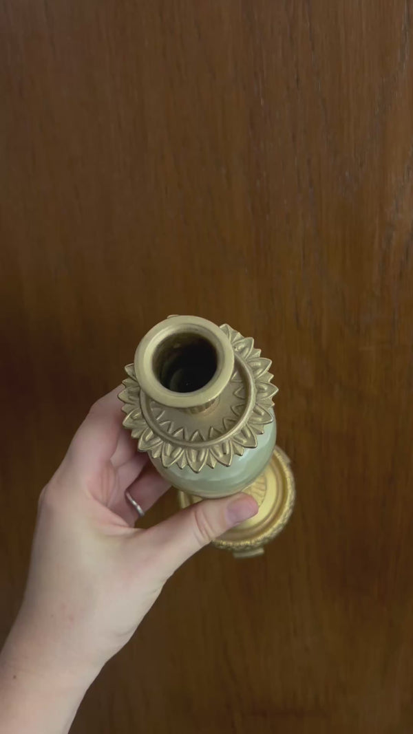 Large Onyx & Brass Candleholder
